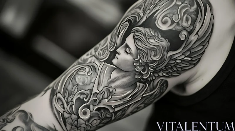 Winged Angel Tattoo Sleeve AI Image