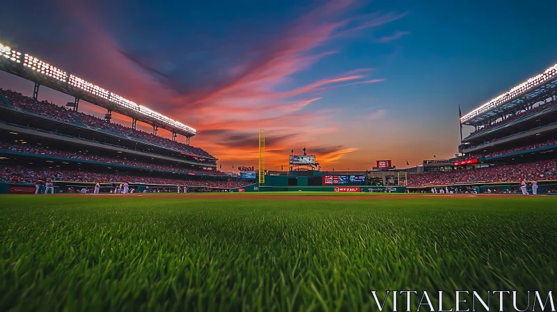 AI ART Sunset Over Baseball Stadium