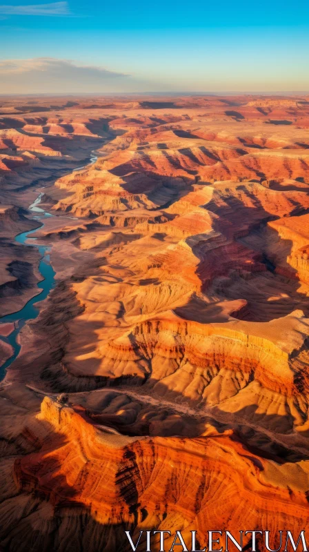 Mesmerizing Grand Canyon: Aerial Photography in Dark Orange and Aquamarine AI Image