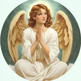 Serene Angel with Golden Wings