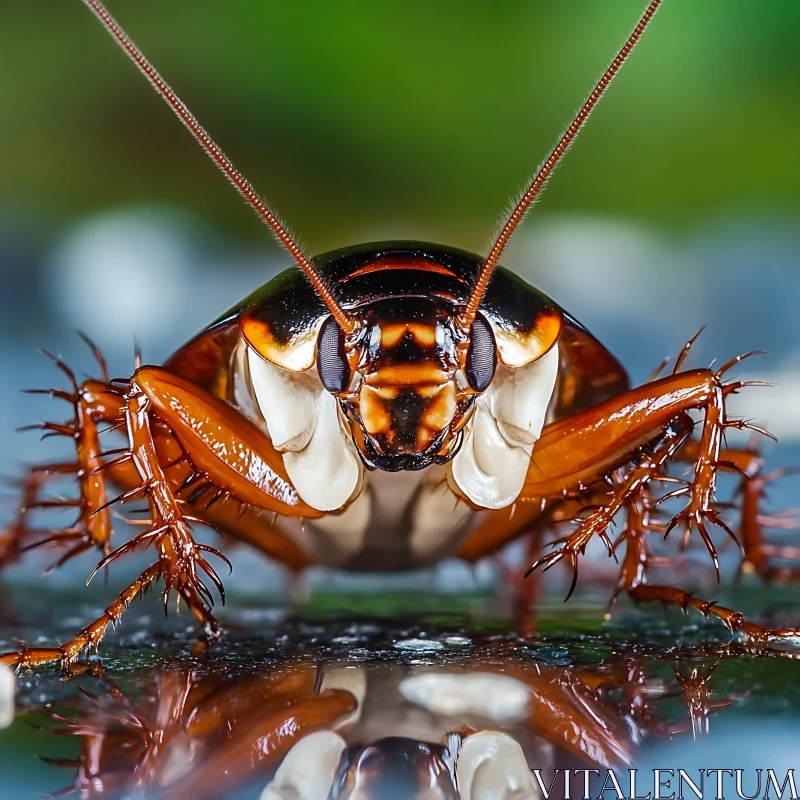 AI ART Macro Image of Cockroach Reflection