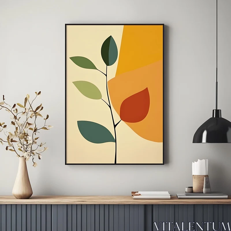 Modern Geometric Leaf Art AI Image