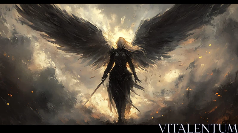 AI ART Dark Angel with Sword