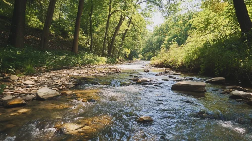 Tranquil Forest River Scene