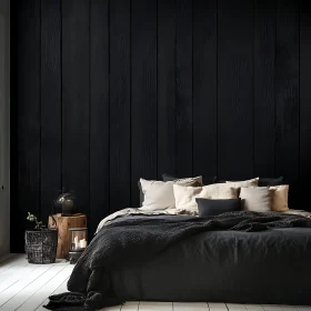 Black Wood Wall Bedroom Scene