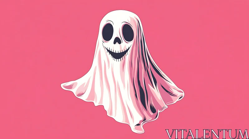 AI ART Playful Ghost on Pink Background