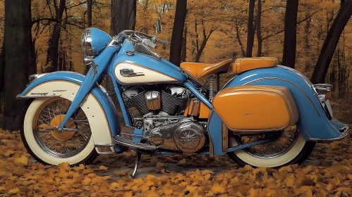 Classic Motorcycle Amidst Autumn Leaves