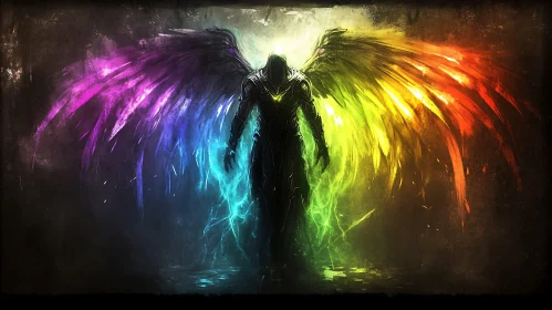 Rainbow Winged Warrior Digital Artwork