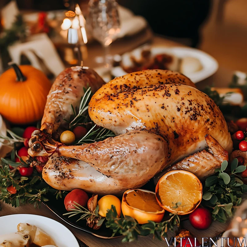 Roasted Turkey with Citrus and Greens AI Image