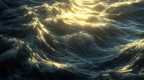 Sunlit Ocean Waves