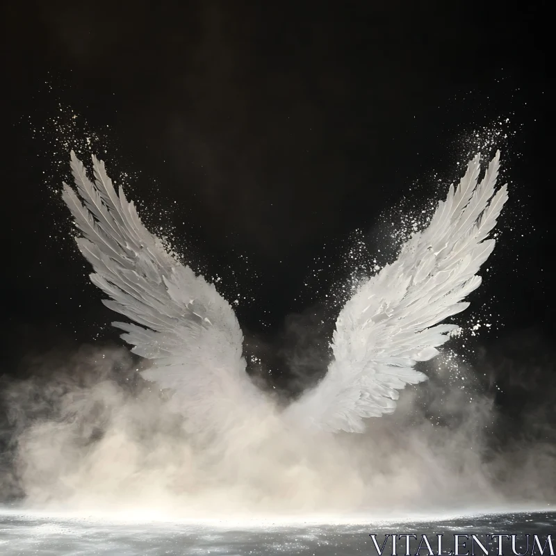 AI ART Angel Wings in a Cloud of Dust