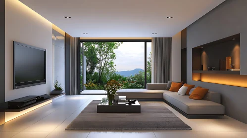 Modern Living Space with Garden Vista