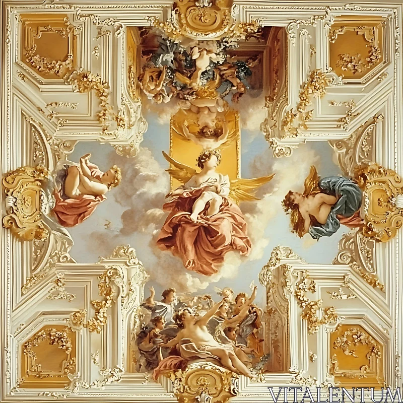 AI ART Ornate Baroque Ceiling with Angels