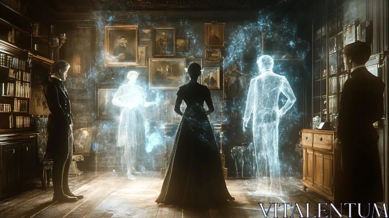 Ethereal Gathering: A Victorian Spectacle AI Image