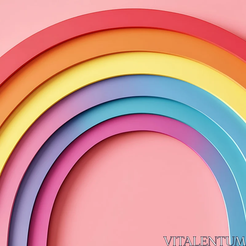 Colorful Arches on Pink Background AI Image