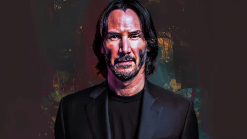 Enigmatic Keanu Reeves Illustrated Portrait