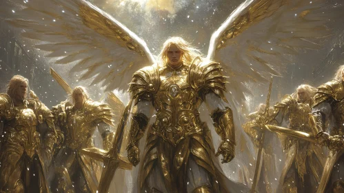 Golden Armored Angels with Swords