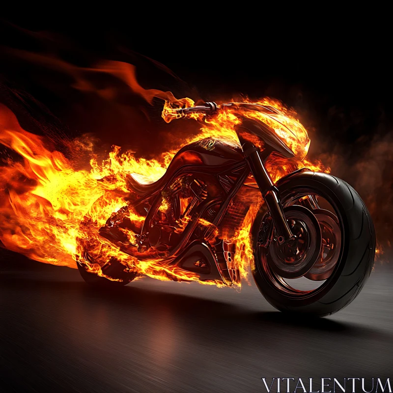 Burning Motorcycle: A Fiery Spectacle AI Image