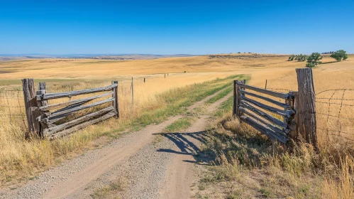 Rural Field with Wooden Gate