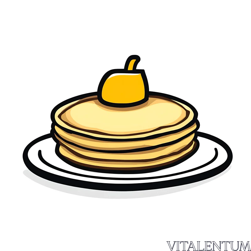 Illustrated Stack of Pancakes with Butter AI Image