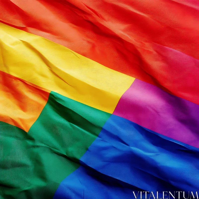 Rainbow Pride Flag Textile Close-Up AI Image