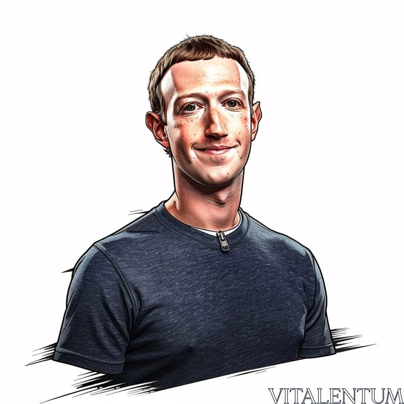 Cartoon Art of Mark Zuckerberg AI Image