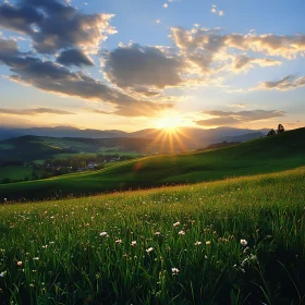 Sunset Meadow Landscape