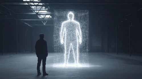 Man Staring at Hologram