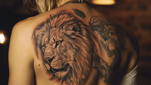 Detailed Lion Tattoo on Shoulder