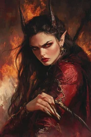 Fiery Demon Woman Portrait