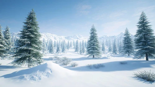 Winter Wonderland in a Snow-Covered Forest