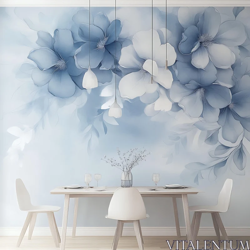 AI ART Elegant Floral Dining Interior