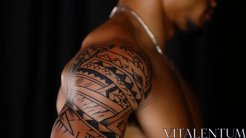 Tribal Tattoo on Shoulder and Upper Arm AI Image