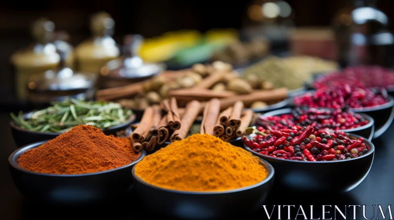 Captivating Assortment of Spices on Black Table AI Image