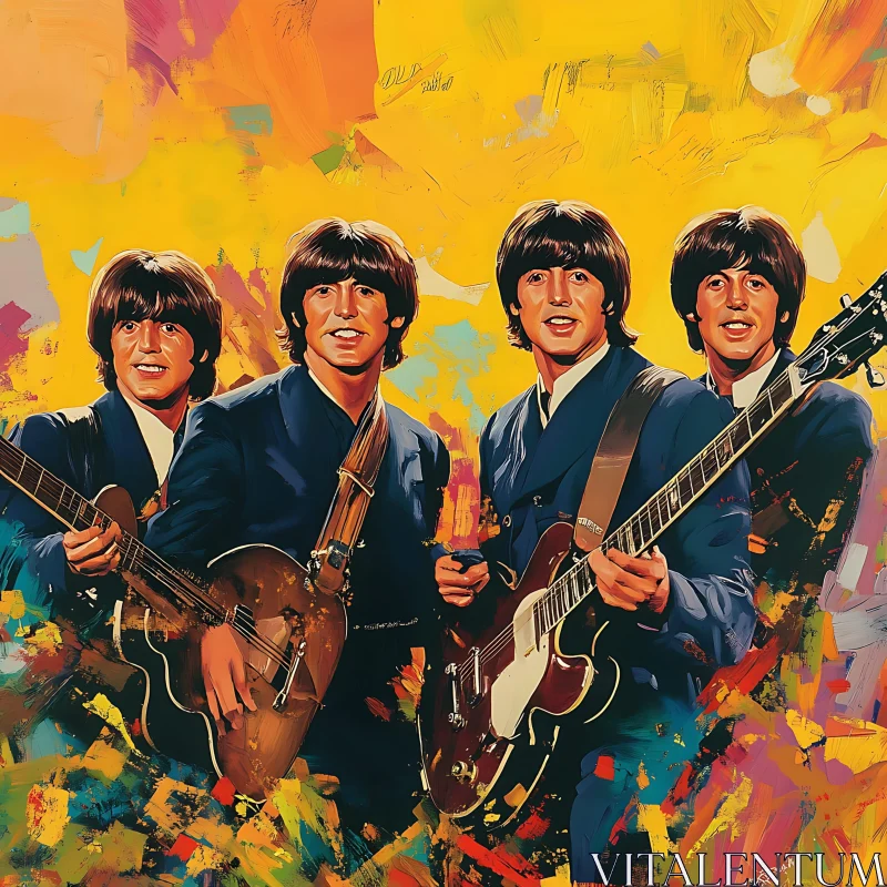 Vintage Band Colorful Painting AI Image