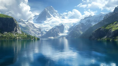 Tranquil High-Altitude Lake with Stunning Reflections