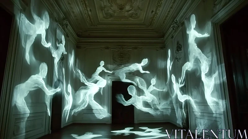 AI ART Ghostly Figures in Ornate Room