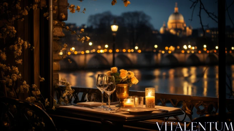 Enchanting Candlelit Dinner by the River in Paris AI Image