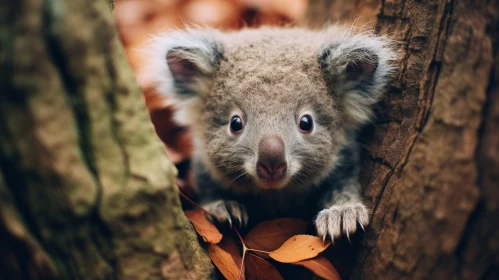 Playful Koala in Natural Habitat - Environmental Consciousness in Art