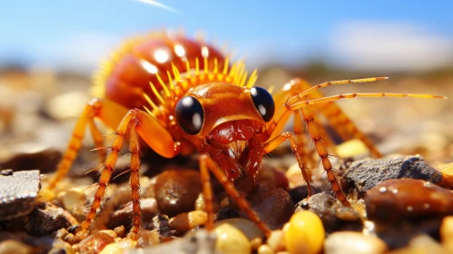 Surrealistic Amber Insect on Gravel - Playful Character Design