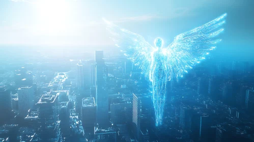 Ethereal Angel Protecting the City