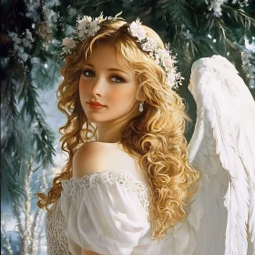 Serene Angel in White with Wings