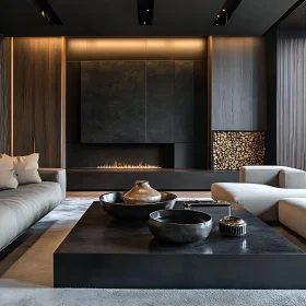 Minimalist Interior with Fireplace