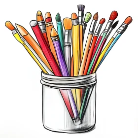 Jar of Brushes: A Study in Color and Form