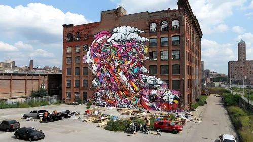 Colorful Urban Graffiti on Industrial Structure