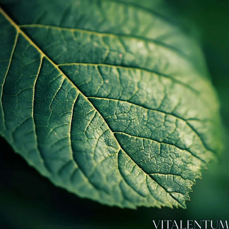 Intricate Network of Veins in Leaf Macro Photography AI Image