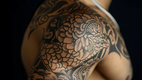 Japanese Dragon Tattoo Covering Upper Arm