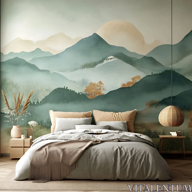 AI ART Misty Mountain Bedroom Retreat