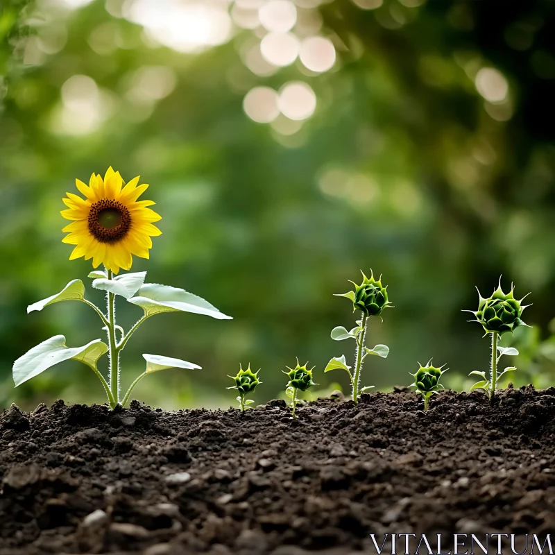 Sunflower and Seedlings AI Image