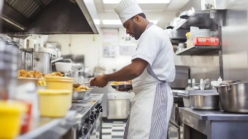 Chef Working in a Professional Kitchen